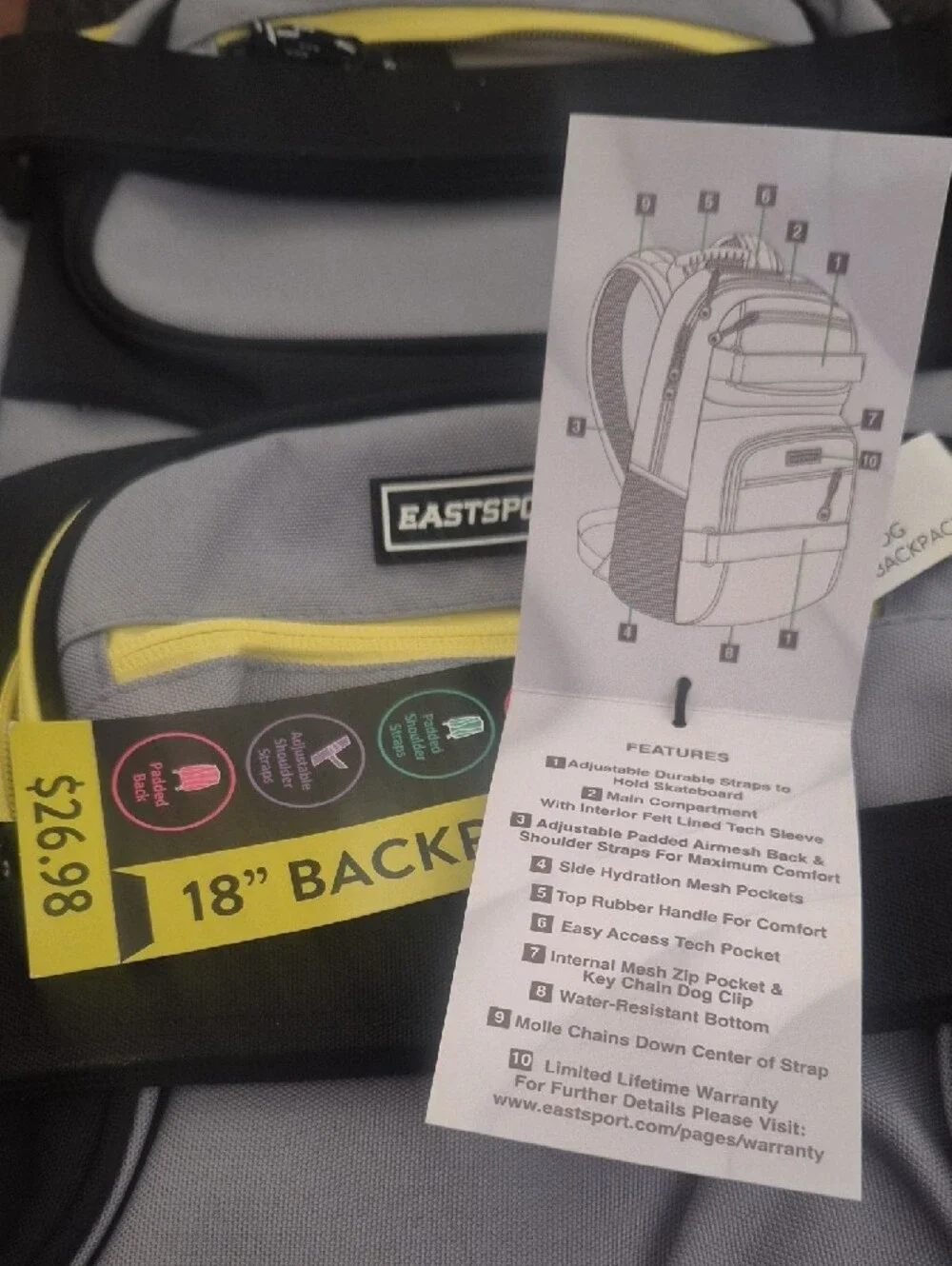 Eastsport Skatepark Skater Unisex Backpack CoolGray
